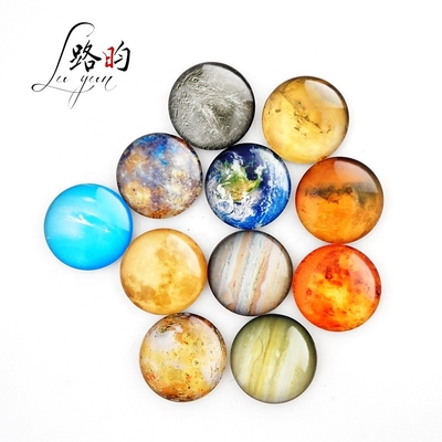 Shape Custom Design 25mm Planet 6Pcs Whiteboard Fridge Magnets Around Crystal Glass Fridge Magnet Set For Souvenir