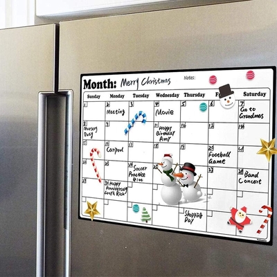 No Ghosting Wall and Fridge Family Calendar Magnet with Magnetic Color Dry Erase Marker and Fabric Eraser