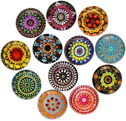 Factory Customized High Quality Crystal Glass Refrigerator Magnet Fridge Sticker Customized Mandala Holiday Gift Decorate Home
